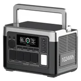OUKITEL Stromerzeuger P1000 PLUS Tragbares Kraftwerk, 1800W 1024Wh Solargenerator, Schnellladefunktion, intelligente App-Steuerung für Outdoor schwarz