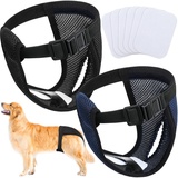 2 Pack Wiederverwendbare Hundewindeln mit 6 Hygienepad Waschbare für Hündinnen bei Monatliche Blutung Waschbare Schutzhose umweltfreundliche, Schwarz und Blau (XL)