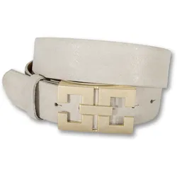 Koppelgürtel SILBERGIFT, Damen, Gr. 95, beige, Rindsleder, elegant,feminin,festlich,klassisch,modisch, Gürtel, Weiches Rindleder Velours, grafische Schließe