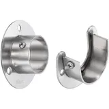 QUARKZMAN 2 Stück Kleiderstangenhalter 1-1/2" 304 Edelstahl Flansch Stangenhalter 0.9" Höhe Kleiderstangen Endhalter Für Kleiderschrank Gardinenstange Dusche Vorhang Silber