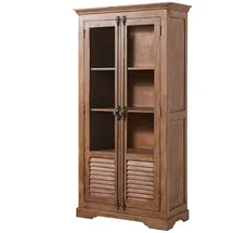 MASSIVMOEBEL24.DE Vitrine Mango 97x45x190 beige geölt TOULOUSE #01