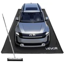 Vevor Auffangmatte PVC-Garagenbodenmatte rutschfest (2,4 x 4,9 x 0,03 m) mit Abziehbesen, strapazierfähiger & wasserfester Auffangschutz Bodenschutz vor Schnee Regen Schlamm, Garagenmatte Schwarz