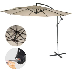 Ampelschirm Terni, Sonnenschirm Sonnenschutz, Ø 3m neigbar, Polyester/Stahl 11kg ~ creme ohne Ständer