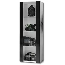 komodee Komodee, Vitrine, Weiß, Schwarz, Glas, Uni, 3 Fächer, Rechteckig, 55x159x35 cm, Wohnzimmer, Wohnwände, Vitrinenschränke