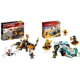 LEGO 71782 NINJAGO Coles Erddrache EVO, Spielzeug zum Sammeln & 71791 NINJAGO Zanes Drachenpower-Spinjitzu-Rennwagen