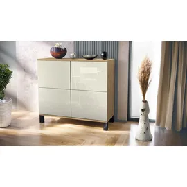 Vladon Rova 92,5 x 84,5 x 35 cm Gelb / Creme Hochglanz