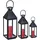 Relaxdays Kerzenständer-Set Laternen 3er Set Metall/Glas Schwarz