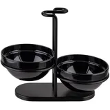 APS Löffelablage mit 2 Schalen, Gestell aus Edelstahl, Schalen Ø 12 cm aus Melamin, Höhe 19 cm