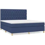 vidaXL Boxspringbett mit Matratze Blau 160x200 cm Stoff1349982