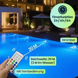 ideoon lights 4er Set Multicolor-LED-Unterwasserleuchte mit Fernbedienung