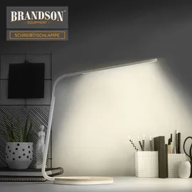 Brandson LED Schreibtischlampe mit 3 Lichtfarben, 5 Helligkeitsstufen, Holzoptik, 3 Lichttemperaturen, dimmbar, Timer, Weiß/Braun