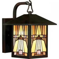 Licht-Erlebnisse Außenwandlampe Bronze antik IP44 Buntglas Tiffany Lampe Draußen Wand Haus Haustür Terrasse Balkon, ED2/1/1186