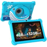 Aheadthink 7-Zoll-Kinder-Tablet für Kleinkinder, Android 12, 4 GB RAM, 32 GB ROM, WLAN, Bluetooth, sicherer Augenschutz IPS-Bildschirm, Kindersicherung, Dual-Kamera, transparente Hülle für Bildung und