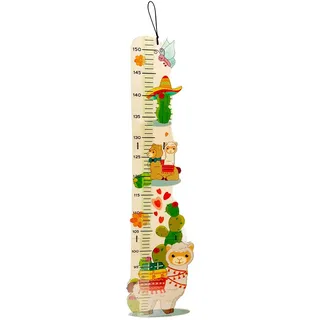 Hess Holzspielzeug 14633 - Messlatte aus Holz für Kinder, Serie Lama, handgefertigt, klappbar, geeignet für eine Körpergröße von ca. 80 bis 150 cm