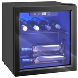 HOMCOM Weinkühlschrank 12 Flaschen 36 Liter Getränkekühlschrank Klein, Weinschrank Flaschenkühlschrank mit 4-16°C, Doppelglastür, LED-Beleuchtung, LED Display, Wine Fridge, Schwarz