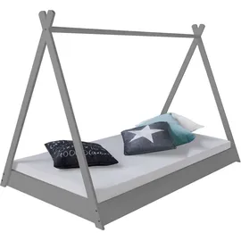 Homestyle4u Kinderbett Tipi 90 x 200 cm Kiefer grau