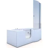 SeniorBad Seniorendusche und Wanne mit Whirlpool S12D-WP-L Dusche 170x85cm - Weiß