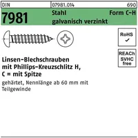 Reyher Blechschraube DIN 7981 LIKO PH C2,9x6,5-H Stahl galv.verz.