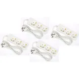 4 x G-L-T 3-Fach Mehrfachsteckdose Weiss Steckdosenleiste, Steckplätze 45 Grad gedreht, Kabel 1,4m, Steckerleiste