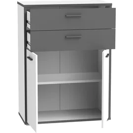 Forte "Keflav", weiß (weiß, uni wolfram grau, B:84,5cm H:115,1cm T:41,5cm, Holzwerkstoff, Sideboards, Kommode, Breite 84,5 cm