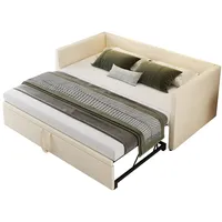 REDOM Bett Polsterbett Ausziehbares Schlafsofa Multifunktionsbett 90/180*200 cm (mit Lattenrosten, Multifunktionsbett aus hautfreundlichem Samtstoff, Daybett Tagesbett Schlafsofa), Ohne Matratze beige