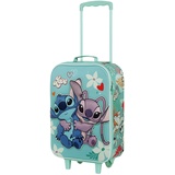 Disney Lilo und Stitch Love-Soft 3D Trolley-Koffer, Türkis, 17 x 33 x 52 cm, Kapazität 26 L