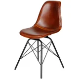 Casa Moro Esszimmerstuhl Lederstuhl Braun Schalenstuhl Esszimmer (Schicke Lederstühle Esstuhl in Mid-Century Industrial Look), Echtleder Stuhl auch 2er, 4er & 6er Set Esszimmerstühle braun