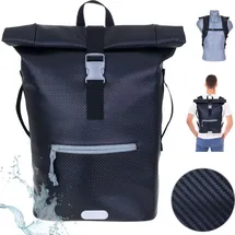 Elephant Gin Rucksack Herren Plane Time Bag Evo 24 L Kurierrucksack Roll-Top A4 Freizeitrucksack Laptoprucksack wetterfest Elephant 13075 Schwarz Grau +f + Schwarz
