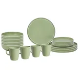 Brunner Melamin Geschirr Set Lunch Box Dolomit Stone Touch Camping Teller 16tlg Grün