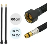 Tucai 2x Flexschlauch DN8 ig 1/2`-M10x1 600mm Schwarz - Schwarz Matt