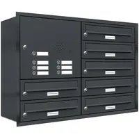 AL Briefkastensysteme 7er Premium Briefkasten Unterputz Anthrazit inkl. Zeitungsfach
