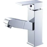 Auralum - Hochdruck Waschtischarmatur Ausziehbare Wasserhahn Bad Armatur Einhebelmischer mit ausziehbarem 50cm Brause chrom