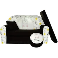 FORTISLINE - Kindersofa ausklappbar 100x60x50 cm - Kindersofa für Kinder 2in1 - Kindercouch ausklappbar - 2-Sitzer - Schlafcouch aus Schaumstoff + Hocker + Kissen - Viele Motive