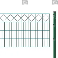 Arvotec Doppelstabmattenzaun »ESSENTIAL 80 zum Einbetonieren "Karo" mit Zierleiste«, Zaunhöhe 80 cm, Zaunlänge 2 - 60 m 26511029-0 dunkelgrün H/L: 80 cm x 44 m