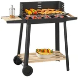 casa.pro Grillwagen Ari 78x86x30cm Schwarz/Holz - Schwarz