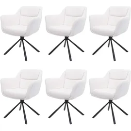MCW Esszimmerstuhl MCW-K33 Stoff bouclé-weiß 6er Set