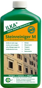 ILKA Steinreiniger M für Natur- und Klinkerfassaden, Reinigungskonzentrat zum einfachen Reinigen von Natur- und Kunststeinen, 1 Liter - Flasche