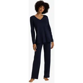 Hanro Pyjama unifarben Blau M