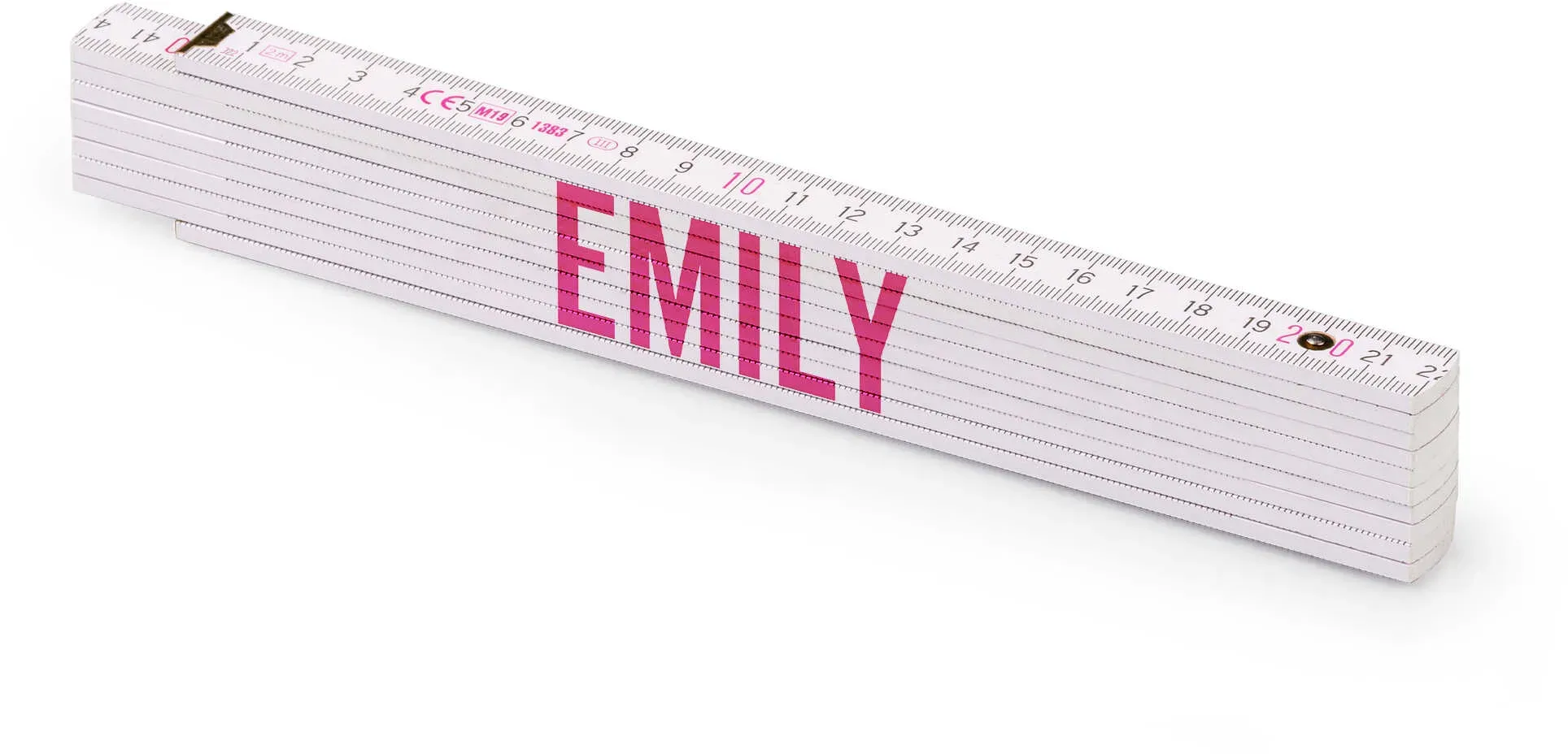 Personalisierter Zollstock | Metrie 2m Block 52 | mit weiblichen Namen Name: Emily