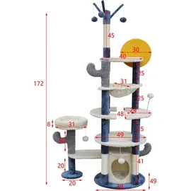 fudajo Katzenkratzbaum Kaktusdesign 172 cm dunkelgrau