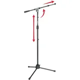 Gator Frameworks Stativ-Mikrofonständer mit Softgrip-Drehkupplung, Auslegerarm und 3/8"- und 5/8"-Adapter; Min/Max-Höhe - 15,24 cm / 251,5cm (GFW-MIC-2020), schwarz