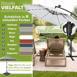 tillvex Ampelschirm Ø 350 cm Grau