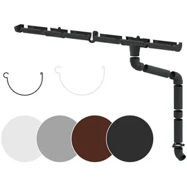 RainWay Regenrinnen Komplettset 8 m PVC-U anthrazit für Dachflächen < 100 m2