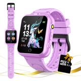 Retysaz Smart Watch für Kinder, 24 Spiele, Smart Watch für Kinder, Schrittzähler, 2 HD-Kameras, modische Smartwatches für Kinder von 3 bis 14 Jahren, tolle Geschenke für Mädchen und Jungen (lila)...