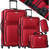 KESSER KESSER® Kofferset, 2 Rollen, (4 tlg), 4tlg Trolley Reisekoffer Set mit Rollen rot