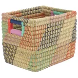 El Puente Aufbewahrungskorb "Quader" Schrankkorb aus Kaisa-Gras in Bunt, Handmade, Handmade bunt