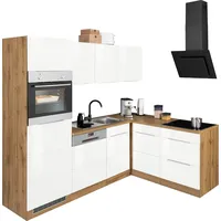 KOCHSTATION Winkelküche »KS-Brindisi Stellbreite 230/170 cm«, wahlweise mit E-Geräten und Induktion, mit MDF-Fronten weiß