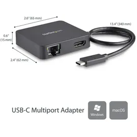 Startech USB-C Multiport Adapter - USB Typ C auf 4K HDMI - USB 3.0 - Gigabit Ethernet,