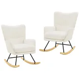LuxusKollektion Schaukelsessel Schaukelstuhl Polstersessel Teddystoff 69 x 94 cm Creme-beige 2