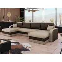 MIRJAN24 Wohnlandschaft Kris U, mit Schlaffunktion und drei Bettkasten, U-Form mit Kissen-Set, L: 304 cm beige